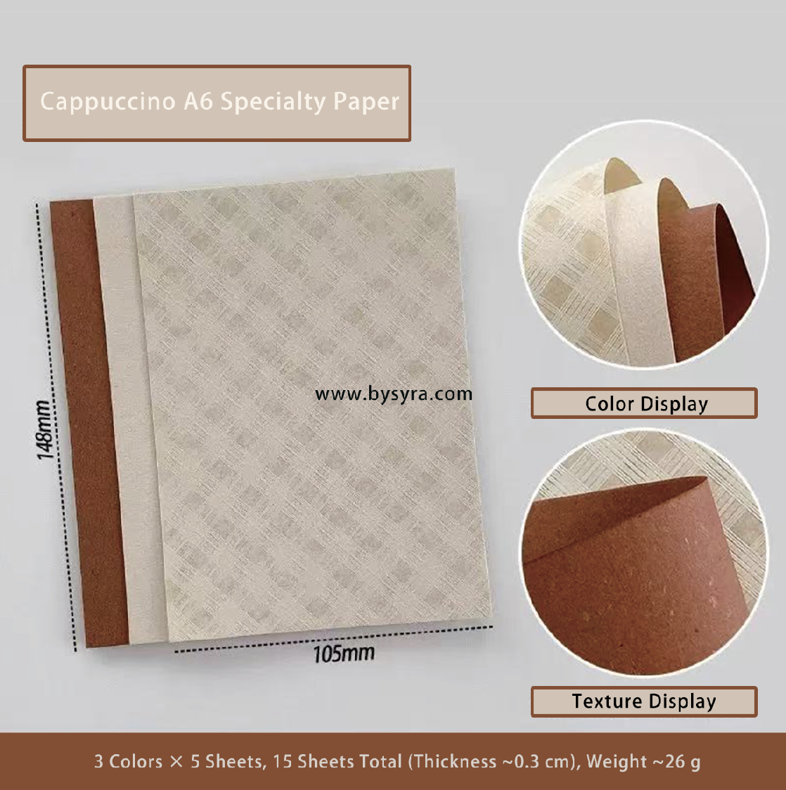 Cappuccino A6 Specialty Paper — 15 Sheets