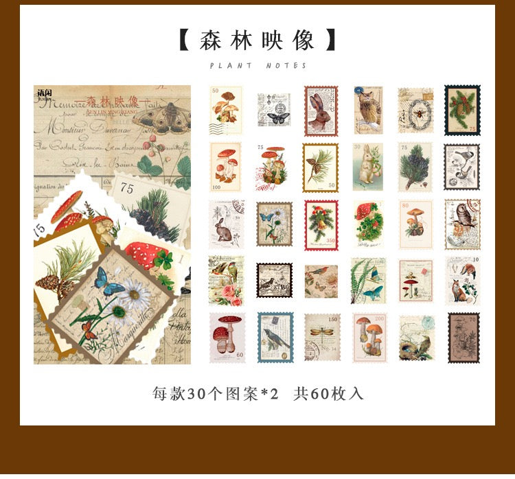 Autocollant Washi série Time Post Office, 60 pièces