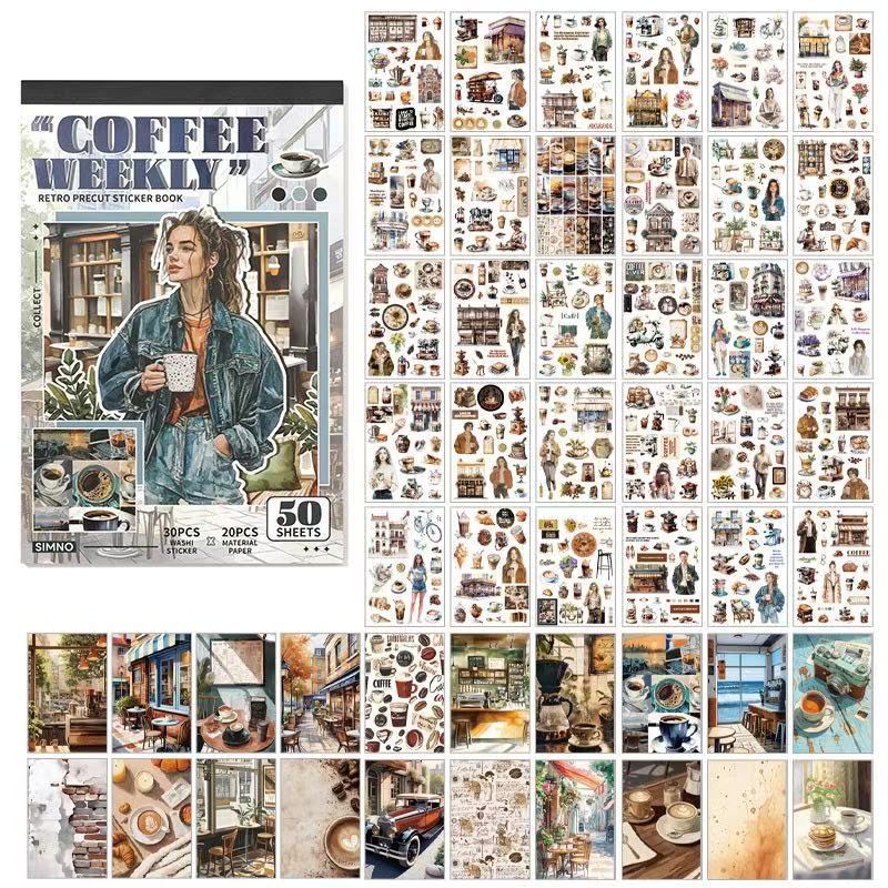 Slow Life Series Washi and Watermark paper Sticker Book — 50 Sheets