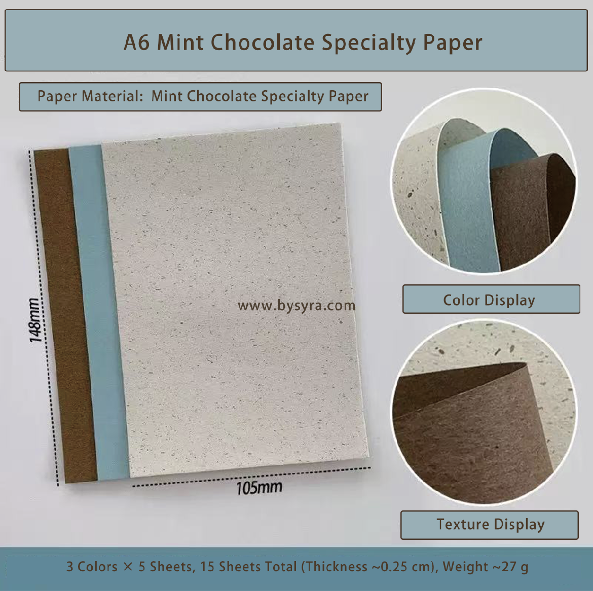 Mint Chocolate A6 Specialty Paper — 15 Sheets