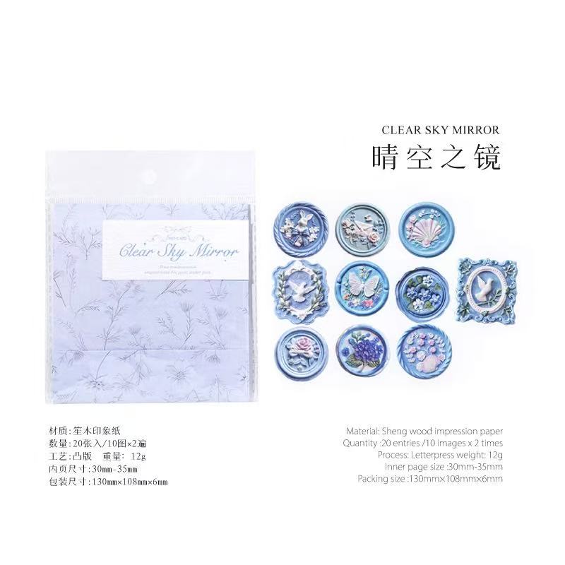 Time Mailbox Series: Floral Wax Seal Embossed Stickers — 20PCS