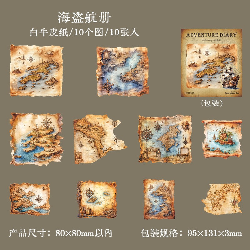 Adventure Diary White Kraft Paper Sticker — 10PCS