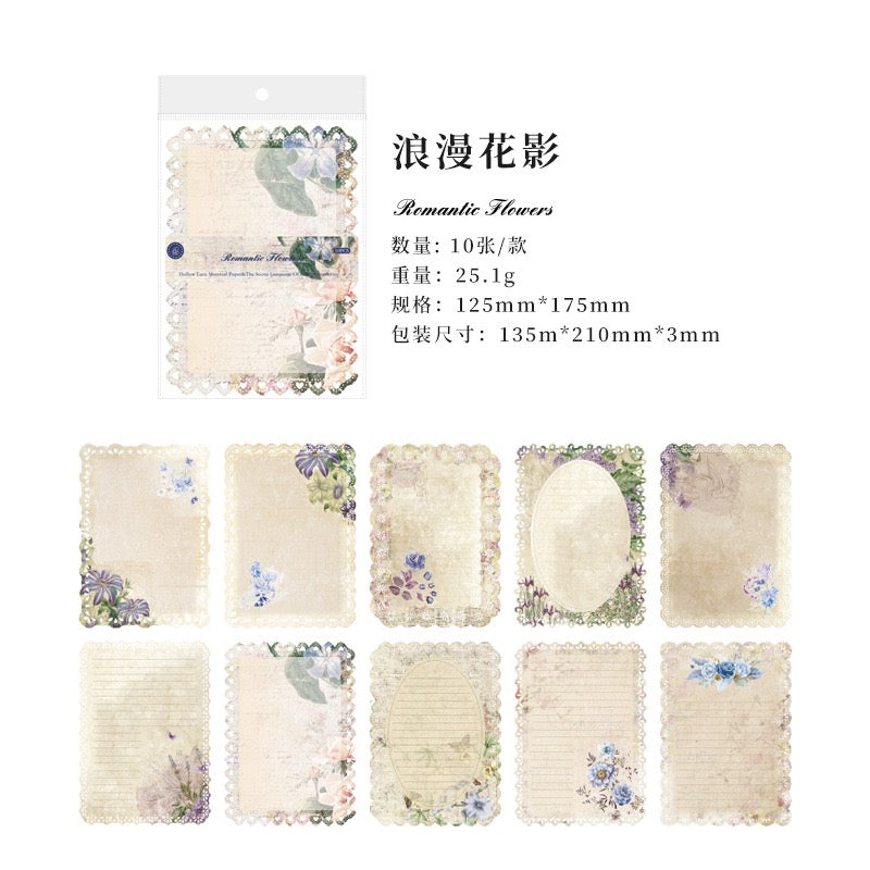 Whispers of Nature Series: Vintage Lace Material Paper — 10 Sheets