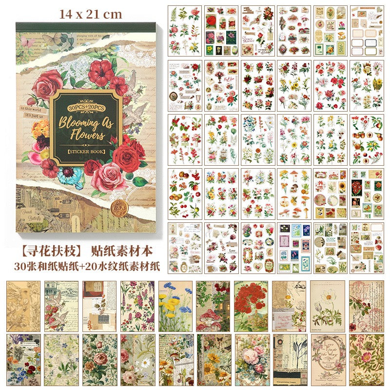 Dream Drift Series Washi and Watermark paper Sticker Book — 50 Sheets