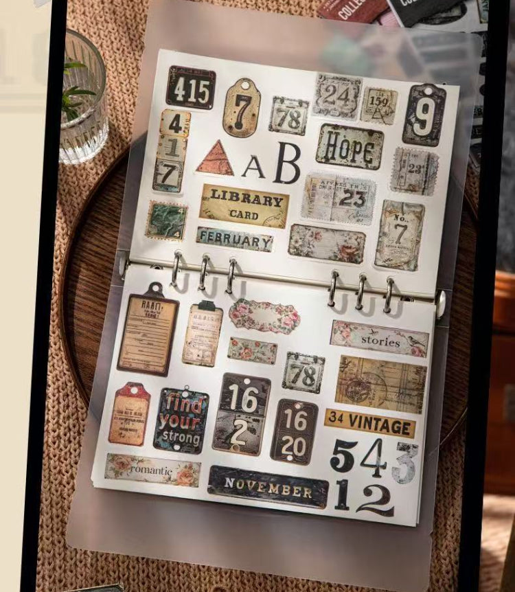 Collection of Old Item Labels PET + Washi Sticker — 20 Sheets