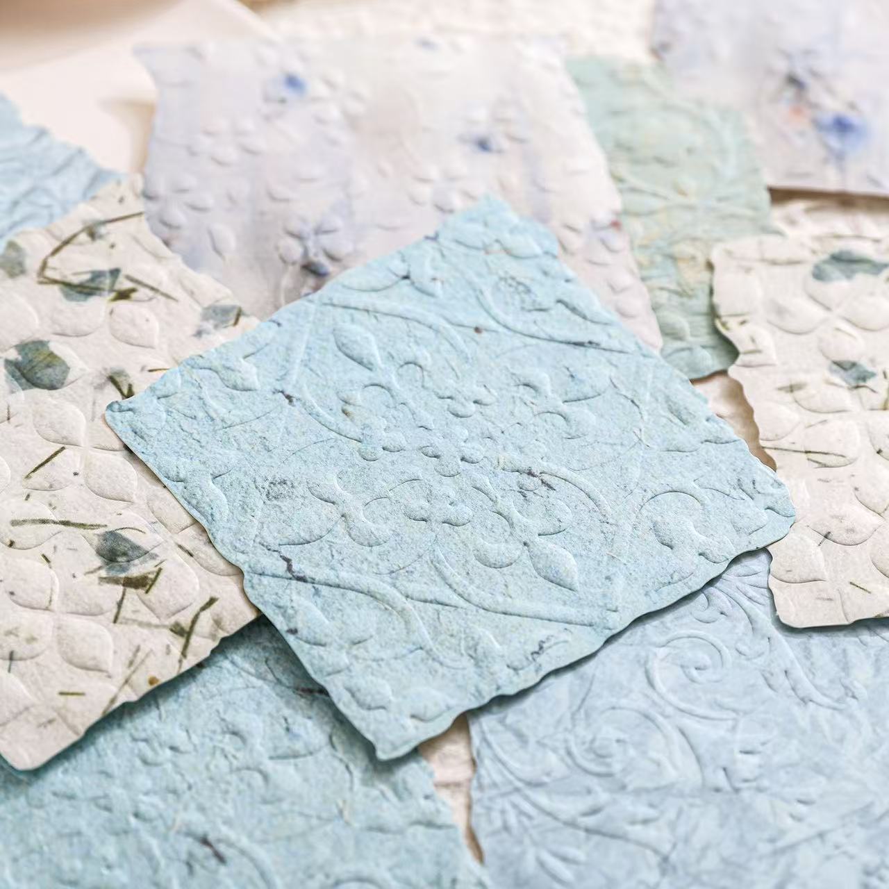 Floating Flowers Shadow Series Vintage Embossed Paper — 20 Sheets