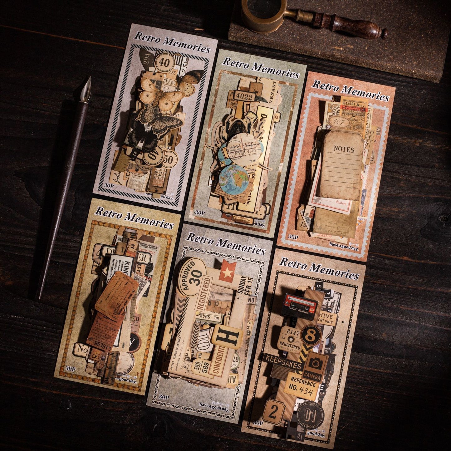 Pack de matériel de la série Souvenirs Vintage — 30 pièces