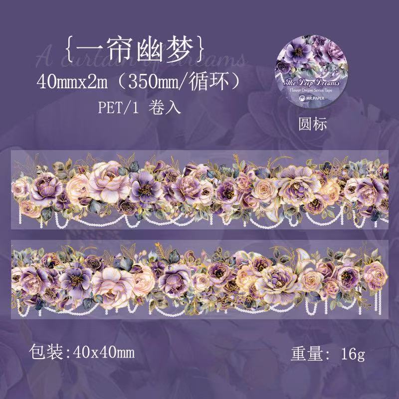 Ruban adhésif en PET à thème floral — 2M