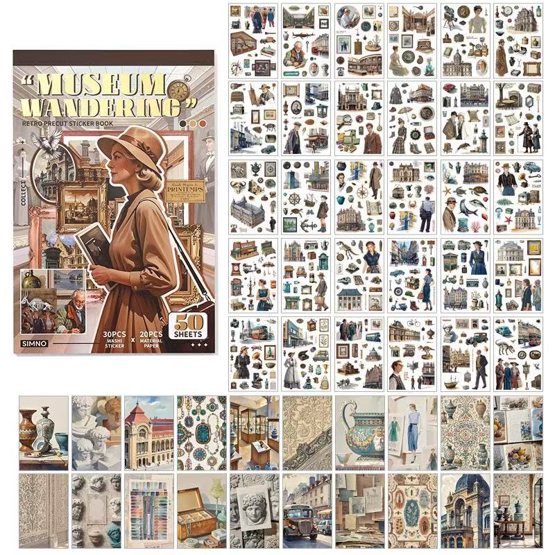 Slow Life Series Washi and Watermark paper Sticker Book — 50 Sheets