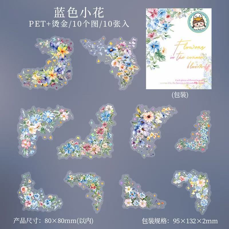 Autocollant PET floral d'angle série Corner Bloom — 10 pièces