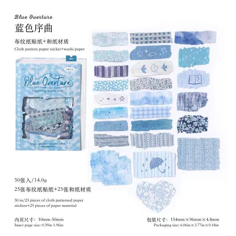 Série de déchets de tissus : paquet d'autocollants en papier spécialisé — 50 pièces