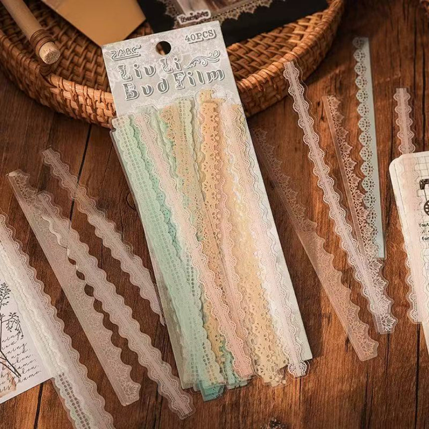 Bud Dream Lace PET Stickers — 40PCS