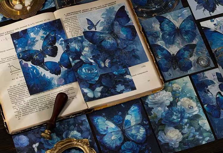 Butterfly Shadows Among Flowers Series Material Paper — 36 Sheets