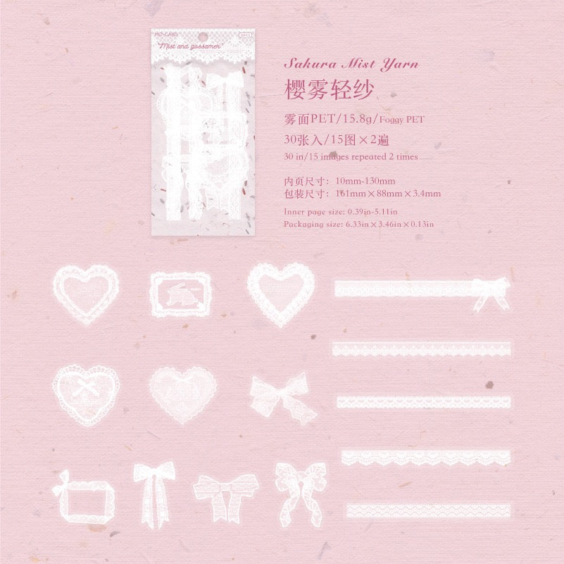 Série Lace Tales : Autocollants en dentelle vintage — 30PCS