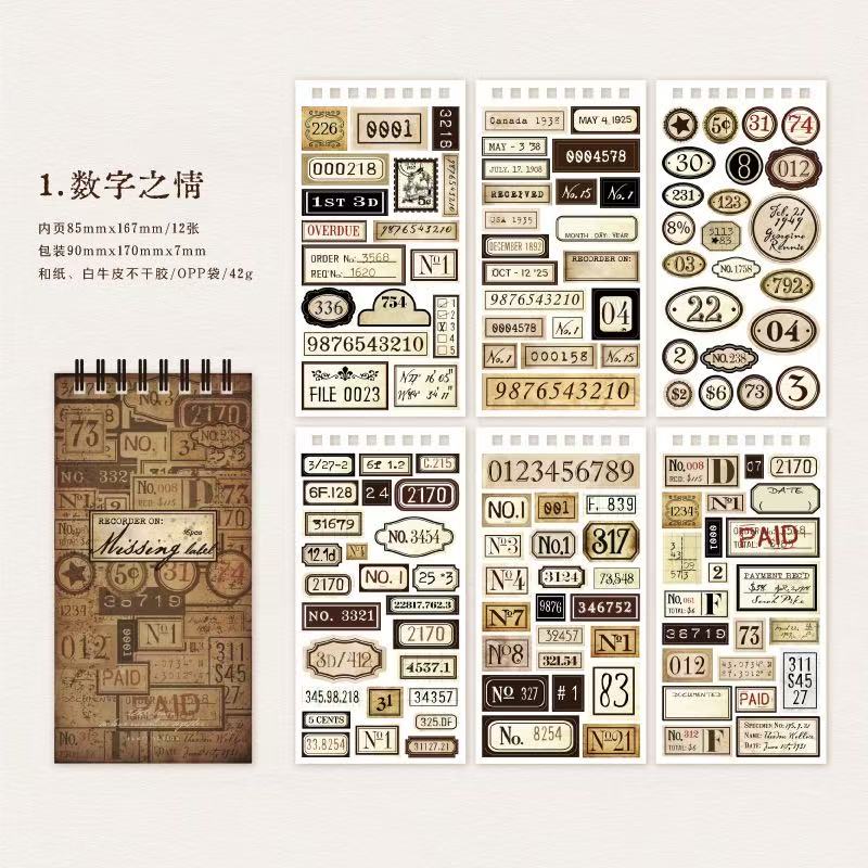 Lost Labels Series Washi and White Kraft Sticker Book — 12 Sheets