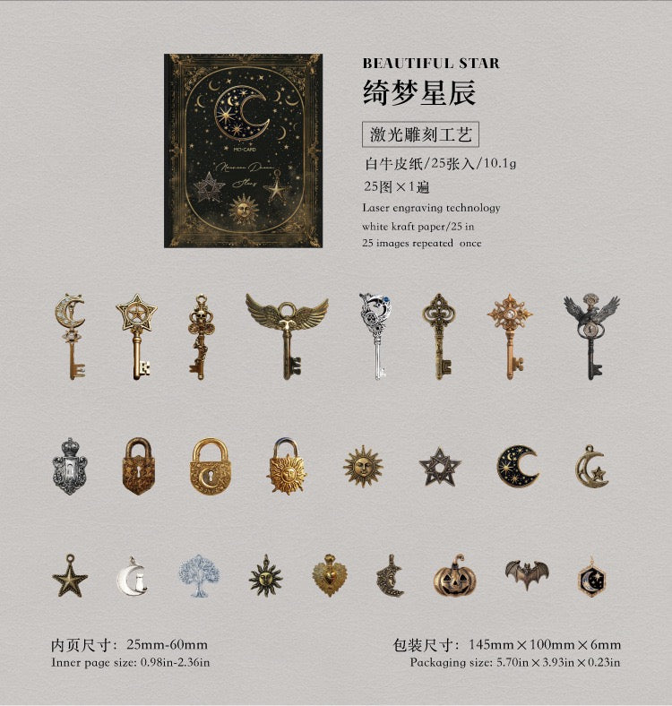 Mystic Codex Series: Vintage Key Sticker Pack — 25PCS