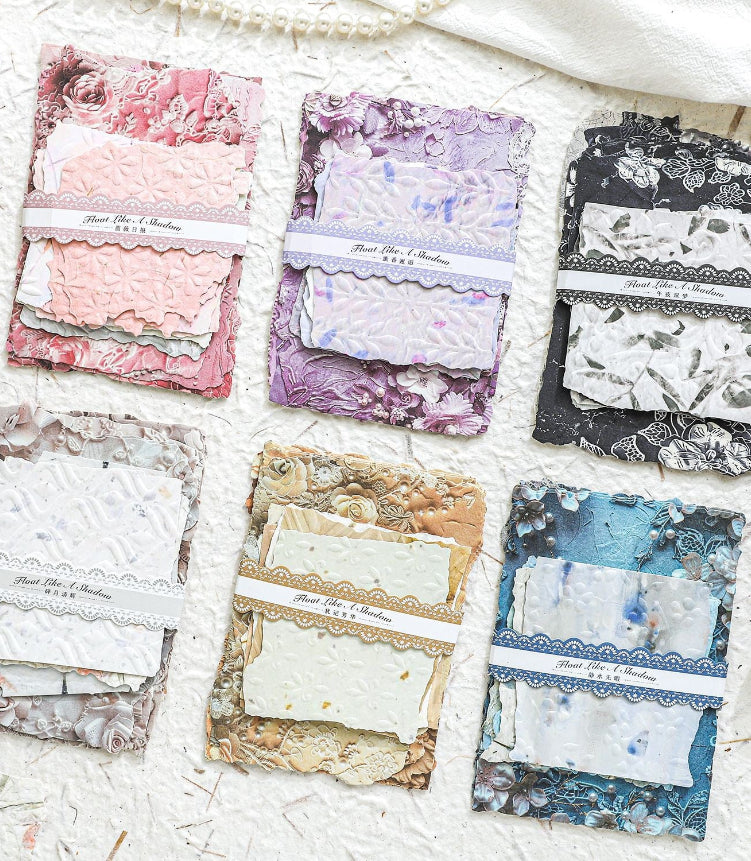 Floating Flowers Shadow Series Vintage Embossed Paper — 20 Sheets