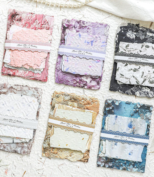 Floating Flowers Shadow Series Vintage Embossed Paper — 20 Sheets