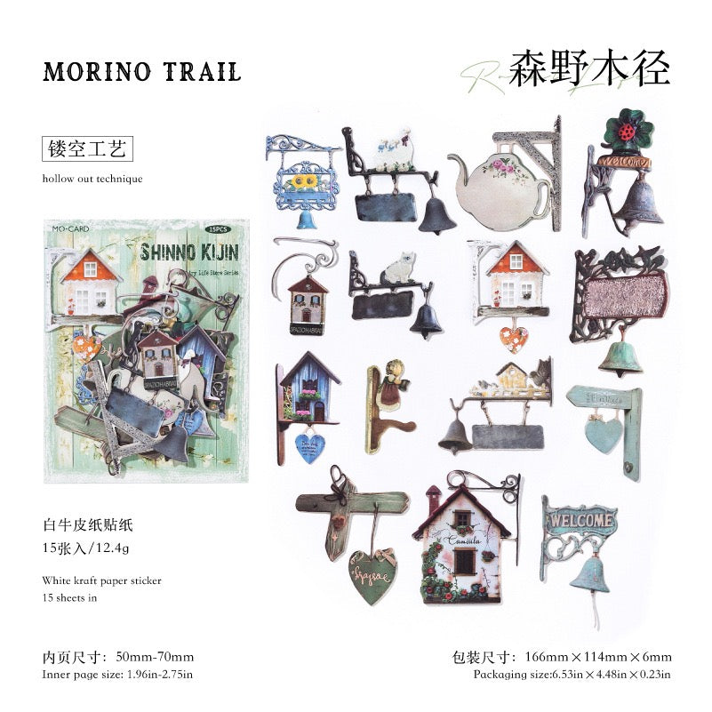 Autocollants de cartes rigides découpés sous forme de série de magasin général de la vie rurale — 15 pièces