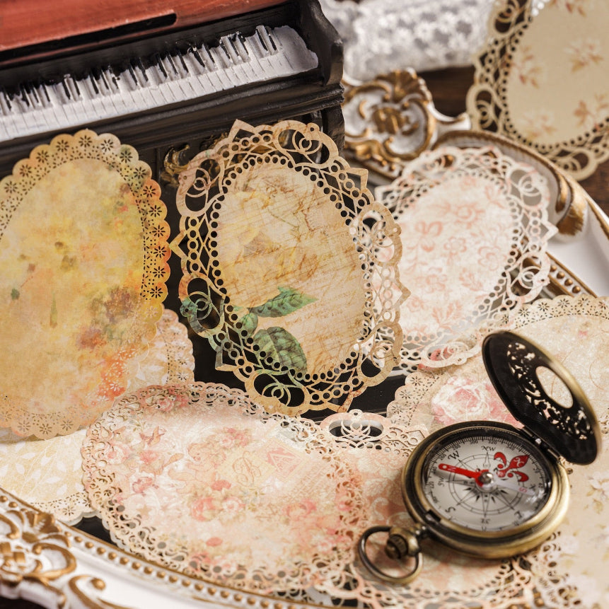 Blooming Promise Series: Lace Vintage Material Paper — 10 Sheets