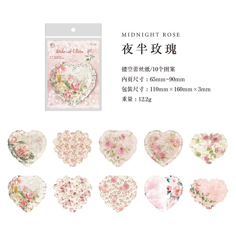 Blooming Promise Series: Lace Vintage Material Paper — 10 Sheets