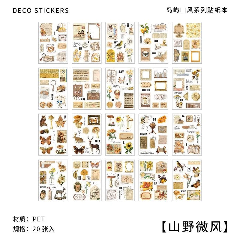 Livre d'autocollants PET série Island Mountain Breeze — 20 feuilles