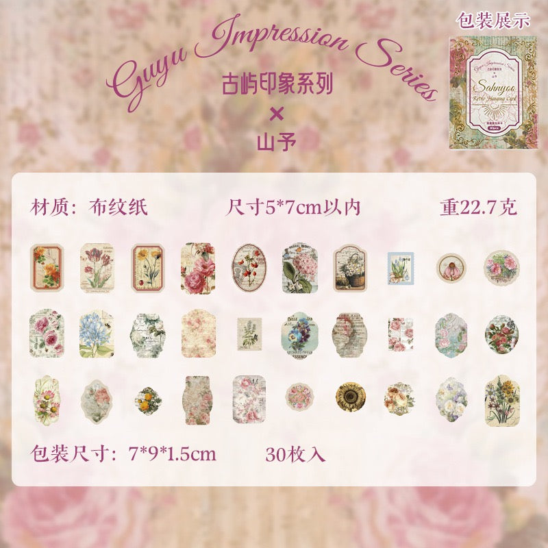 Étiquettes volantes en boîte de la série Ancient Isle Impressions — 30 pièces