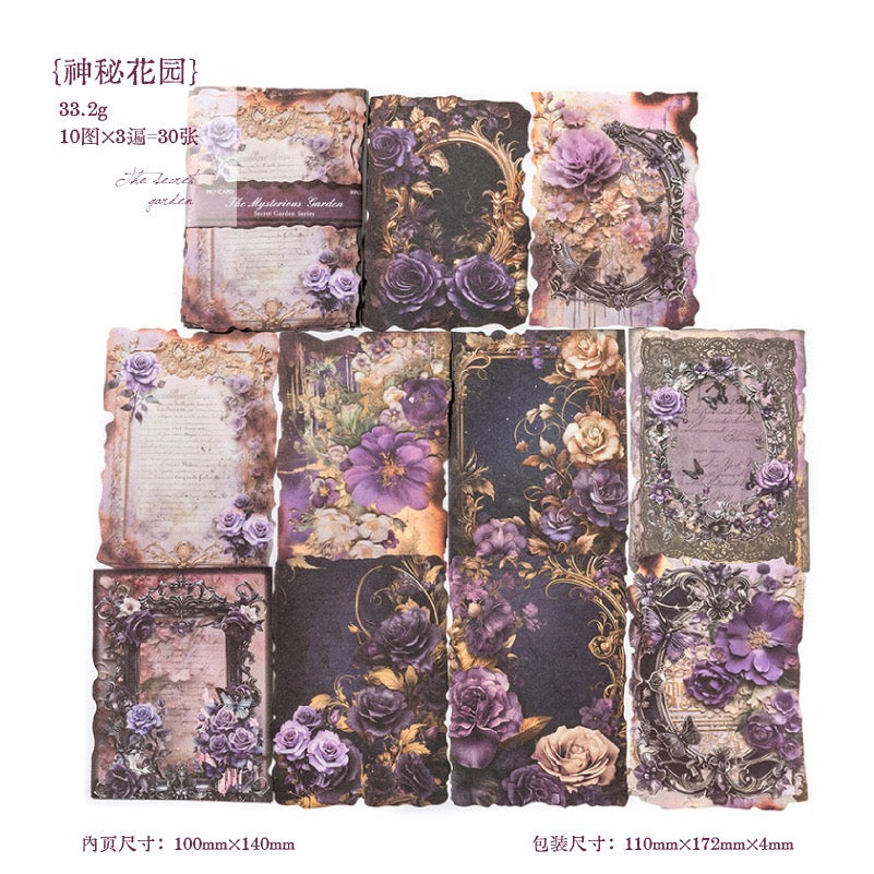 Papier floral vintage de la série Secret Garden — 30 feuilles