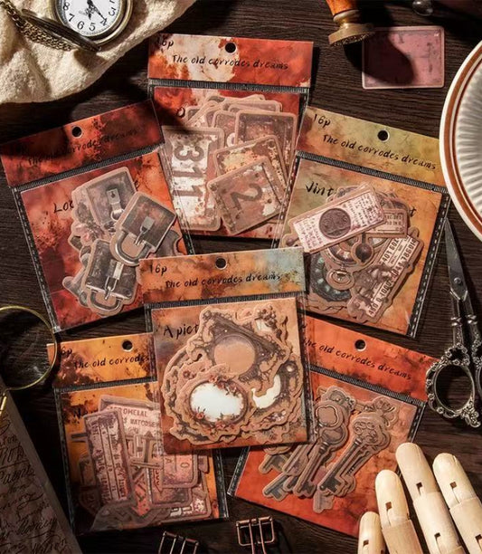 Old Erosion Dream Series Kraft Paper Sticker — 16PCS