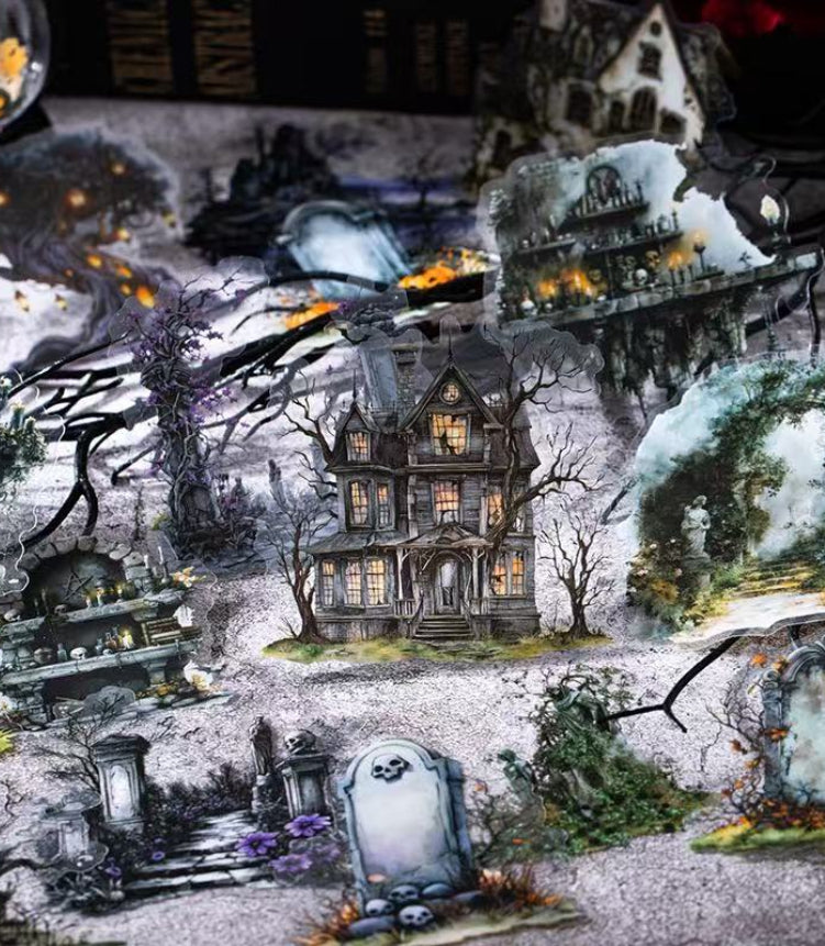 Autocollant PET paysage série ville en ruine — 10 pièces