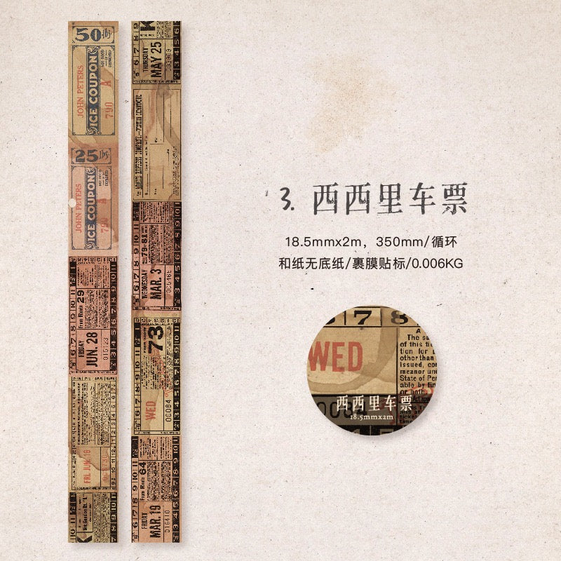 Ruban Washi série papier ancien européen — 2M