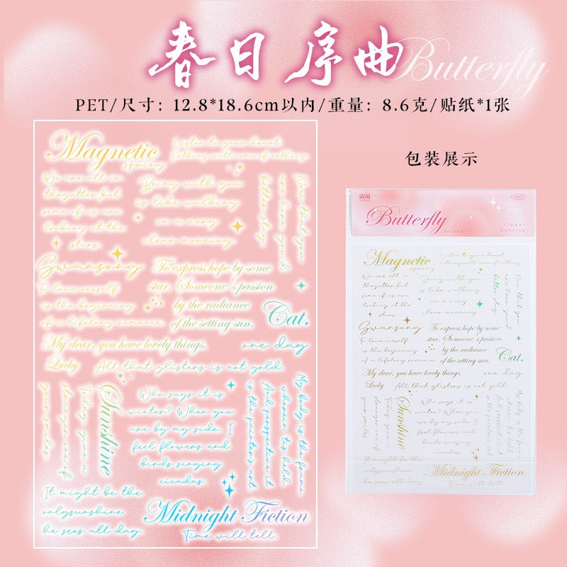 Star & Moon Letters Series PET Sticker — 1 Sheet