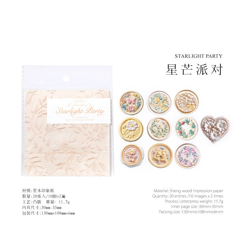 Time Mailbox Series: Floral Wax Seal Embossed Stickers — 20PCS
