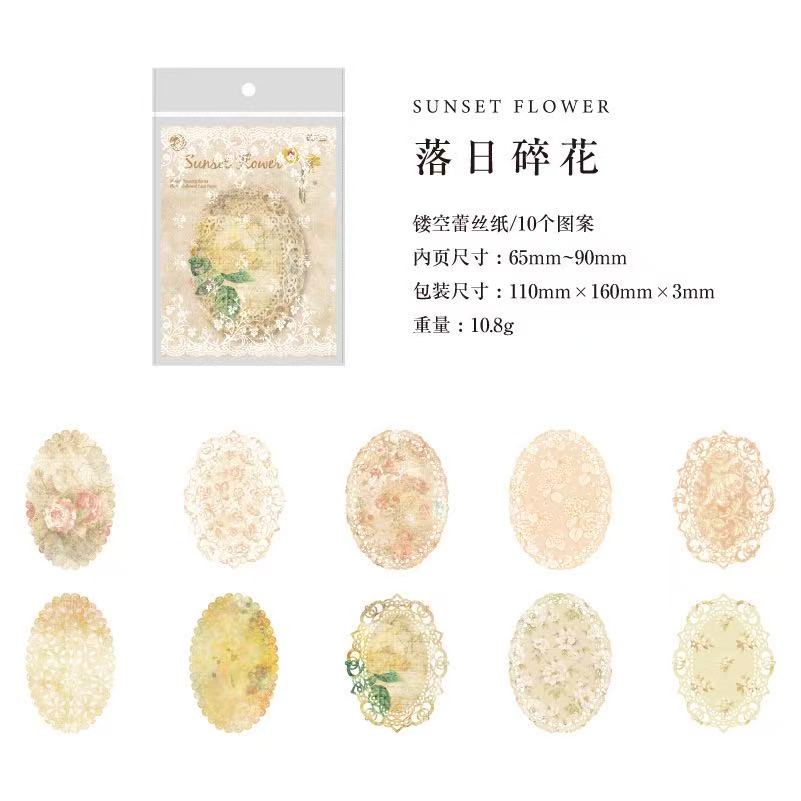 Blooming Promise Series: Lace Vintage Material Paper — 10 Sheets