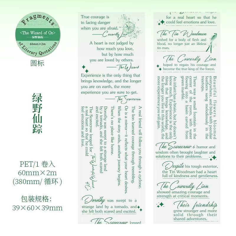 Literary Quotes Fragments Series: English Letter PET Stickers — 2M