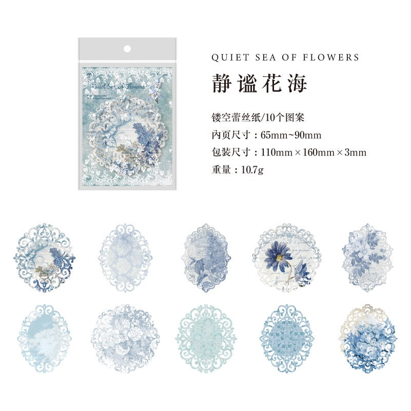 Blooming Promise Series: Lace Vintage Material Paper — 10 Sheets