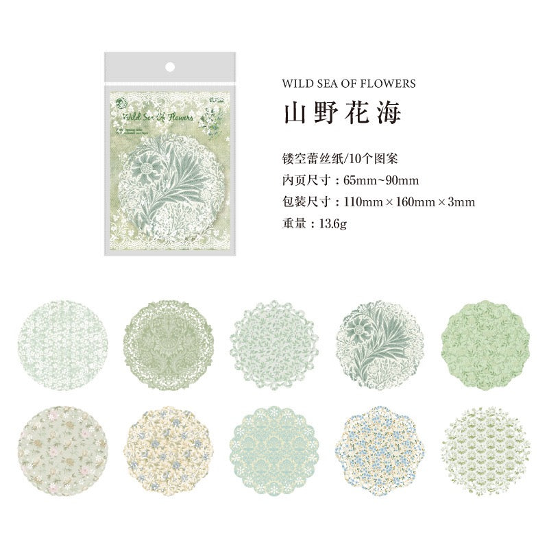 Blooming Promise Series: Lace Vintage Material Paper — 10 Sheets